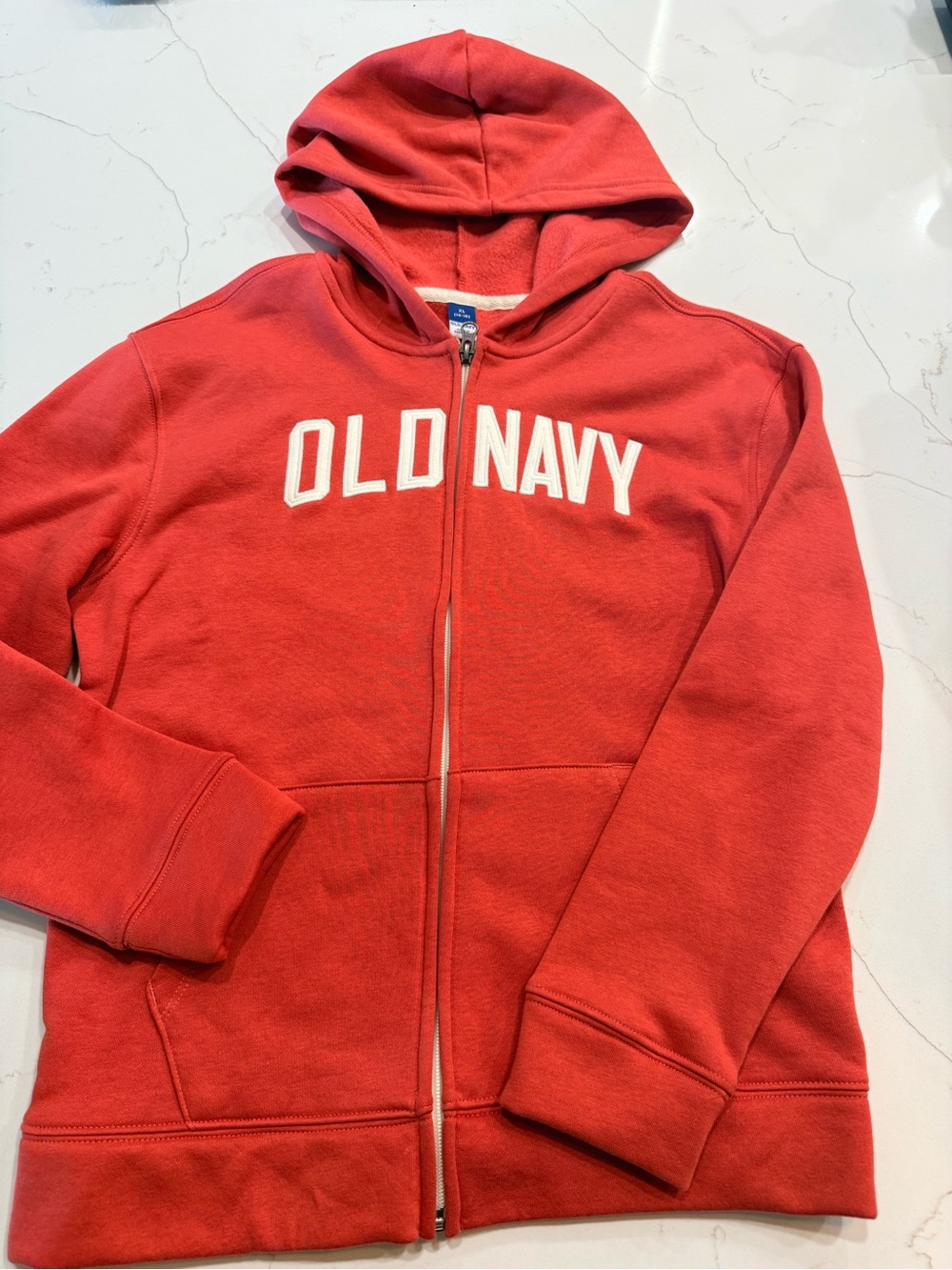 Old Navy Coral Zip-Up Hoodie with White Logo